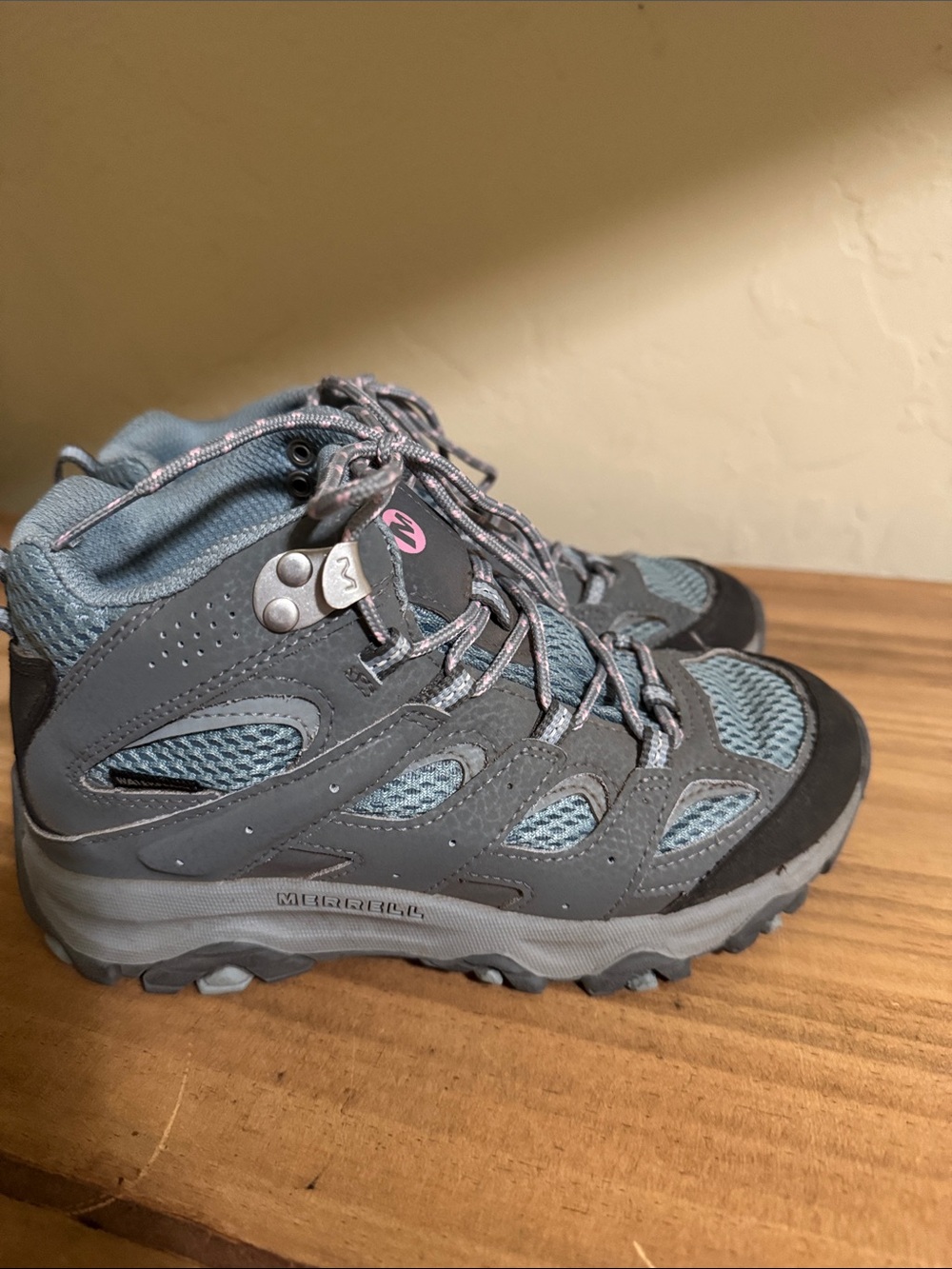 Merrell Gray and Light Blue Kids Trail Shoes